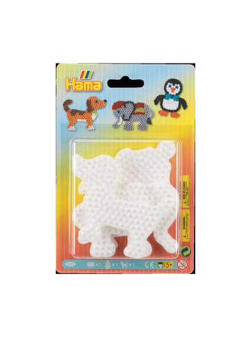 Hama 3tlg. Set: Blister Midi-Stiftplatten, Elefant, Pinguin, Hund in weiß