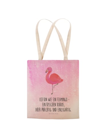 Mr. & Mrs. Panda Shopper Flamingo Classic mit Spruch in Aquarell Pink