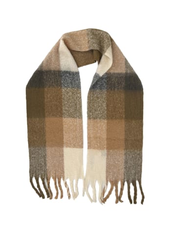 Yuhu Damen Schal flauschig kariert Oversize aus 100 % Polyester in Braun