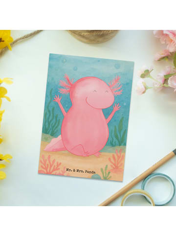 Mr. & Mrs. Panda Postkarte Axolotl Hurra Design ohne Spruch in Weiß