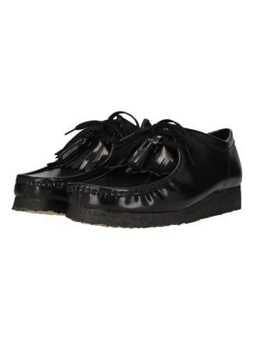 Clarks Schnürschuhe Wallabee in 1216A Blk HiShine Lea