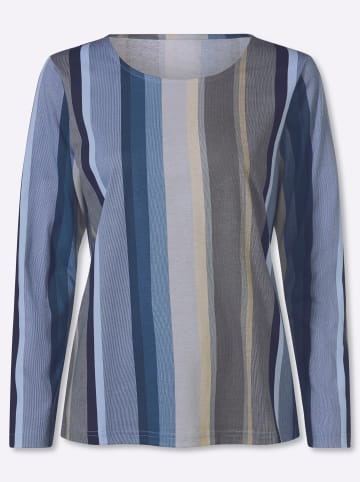 Sieh an! Langarmshirt in jeansblau-eisblau-gestreift