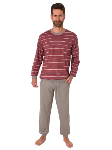 NORMANN Pyjama langarm Bündchen Streifen - 75290 in rot