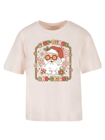 F4NT4STIC Tee Stay Merry And Bright Hippie Santa in pink