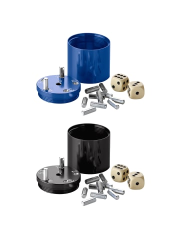 Bestsaller 2tlg. Set: Würfelspiel SUPER SIX Aluminum in Schwarz/Blau in Schwarz/Blau