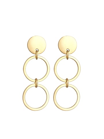 Elli Ohrringe 925 Sterling Silber Geo, Kreis, Plättchen in Gold