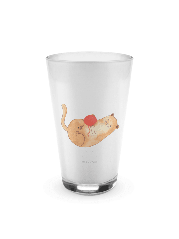 Mr. & Mrs. Panda Latte Macchiato Glas Katze Wolle ohne Spruch in Transparent