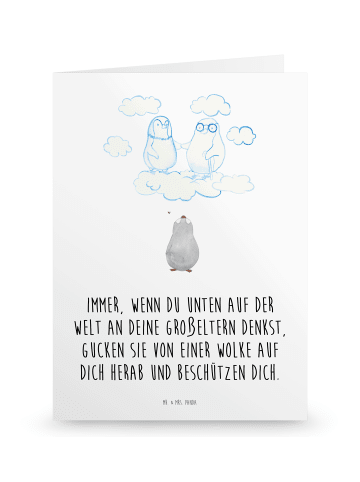 Mr. & Mrs. Panda Klapp Trauerkarte Pinguin Großeltern mit Spruch in Weiß