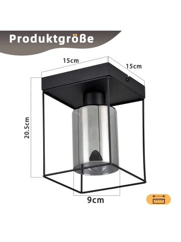 ZMH Deckenleuchte in Schwarz 1-flammige E27 Glas Vintage Metall
