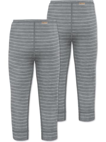 Normani Outdoor Sports 2er Pack Baby Merino Hose Leggings Tutira in Grau gestreift