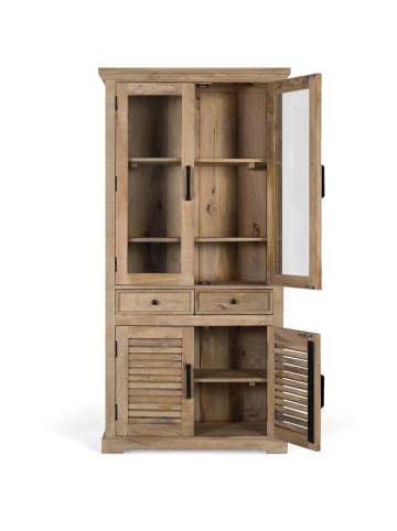 Giner y Colomer Vitrine aus Mangoholz mit Glas und zwei Schubladen in Brown