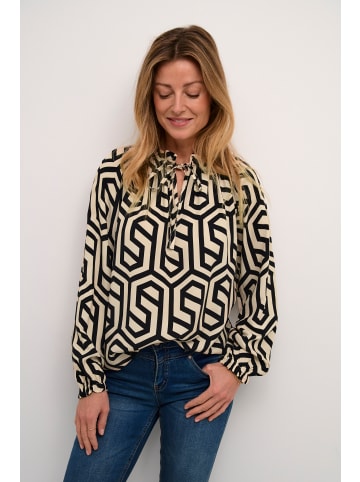 Cream Langarm-Bluse CRAstra Regular fit in Geometric Black White