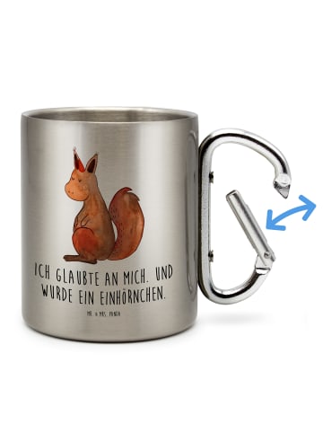 Mr. & Mrs. Panda Edelstahlbecher Einhorn Glauben mit Spruch in Silber