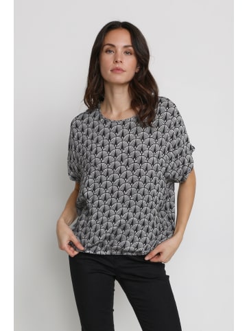 Kaffe Langarm-Bluse KAedita in Black/Chalk/Rose Fan Print