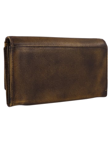Greenburry Destressed Geldbörse RFID Schutz Leder 18.5 cm dirty yellow