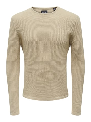 Only&Sons Dünner Langarm Strickpullover Rundhals Basic Sweater ONSPANTER in Beige