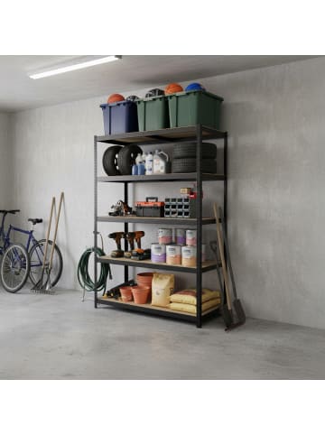 relaxdays Schwerlastregal in Schwarz/ Braun - (B)100 x (H)200 x (T)50 cm