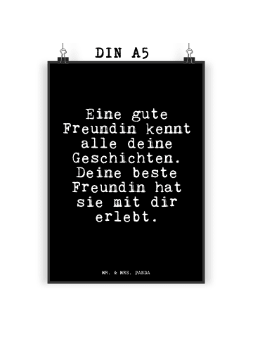 Mr. & Mrs. Panda Bild Eine gute Freundin kennt... mit Spruch in Schwarz