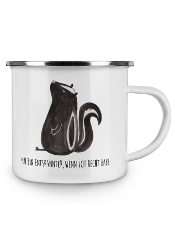 Mr. & Mrs. Panda Tasse Stinktier Sitzen mit Spruch in Weiß