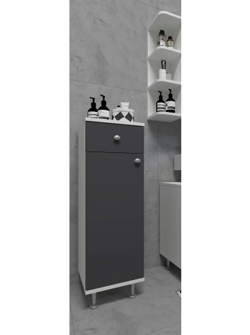 VCM  Badmöbel Midischrank Badschrank Schublade Nilosi in Weiß / Anthrazit