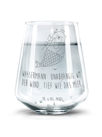Mr. & Mrs. Panda Trinkglas Wassermann Astrologie mit Spruch in Transparent