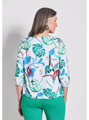 GOLDNER Viskoseshirt mit Allover-Druck in weiß / grün / gemustert