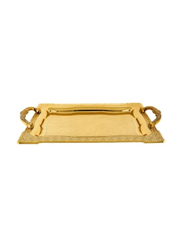 Almina 2er-Set Serviertabletts aus hochwertigem 18/10 Edelstahl in Gold(Motiv5)