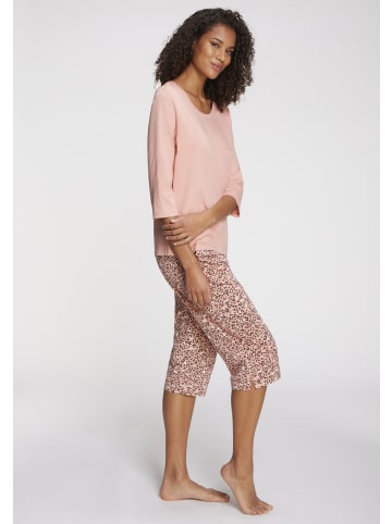 VIVANCE DREAMS Capri-Pyjama in rosa-schwarz-gemustert