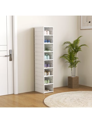 HOMCOM Schuhboxen-35L x 26B x 140H cm-Weiß