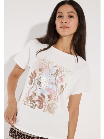 More & More lockeres Kurzarmshirt, kunstvoller Print in offwhite