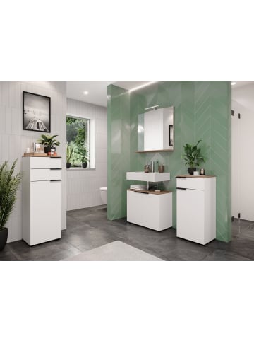 KADIMA DESIGN Waschbeckenunterschrank, Siphonaussparung, 70x34x58 cm, Weiß-Beige