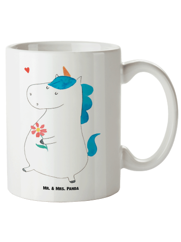 Mr. & Mrs. Panda Große Teetasse Einhorn Spaziergang ohne Spruch in Weiß