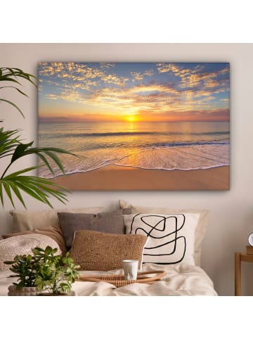 OnlyWow Leinwand Bilder Sonnenuntergang Meer