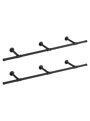 SONGMICS 2er-Set: Wand‑Kleiderstange in Schwarz - (B)170.1 x (H)7.1 x (T)30.5 cm