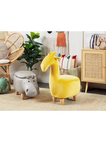 Beliani Tierhocker HIPPO in Grau/Braun - (W) 36 x (H) 37 x (L) 65 cm