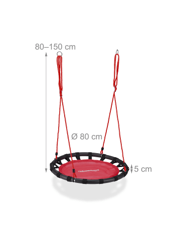 relaxdays Nestschaukel in Rot - Ø 80 cm