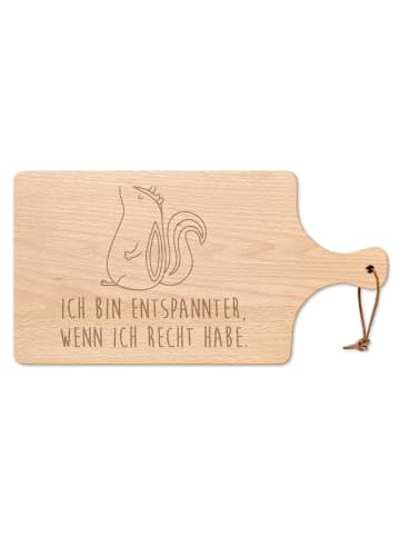 Mr. & Mrs. Panda Schneidebrett Holz Stinktier Sitzen mit Spruch in Transparent