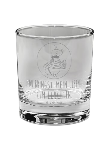Mr. & Mrs. Panda Whiskey Glas Glühwürmchen mit Spruch in Transparent