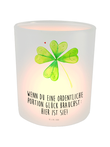 Mr. & Mrs. Panda Kerzenhalter Blume Kleeblatt mit Spruch in Transparent