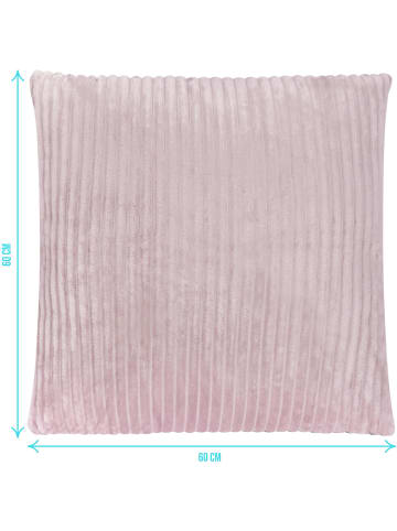 Aspero 2 Kissenbezüge aus Streifen-Flanell 60x60 cm Salta in Rosa