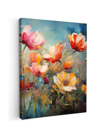 MuchoWow Leinwand bilder Bunte Blumen