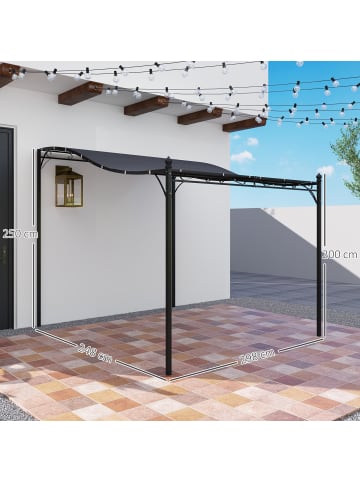 Outsunny Anbaupavillon 248L x 298B x 250H cm Dunkelgrau