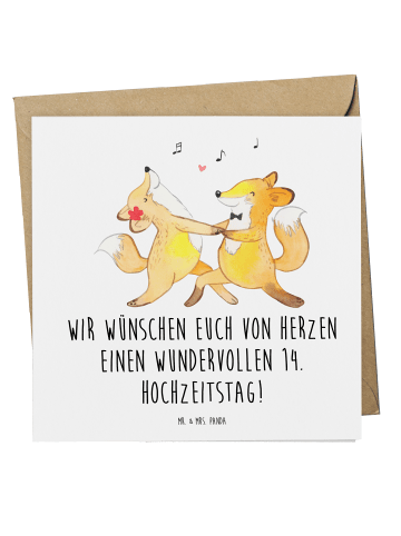 Mr. & Mrs. Panda Deluxe Karte 14. Hochzeitstag Elfenbeinhochzeit... in Weiß