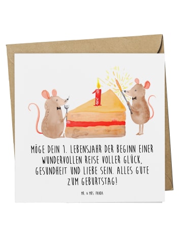 Mr. & Mrs. Panda Klappkarte 1. Geburtstag Reise mit Spruch in Weiß