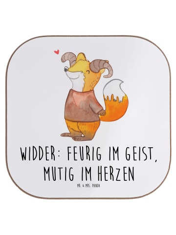 Mr. & Mrs. Panda Untersetzer Widder Astologie mit Spruch in Weiß
