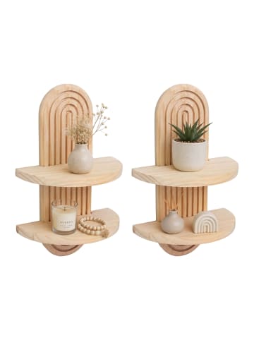 relaxdays 2 x Wandregal in Natur - (B)21,5 x (H)35 x (T)12 cm