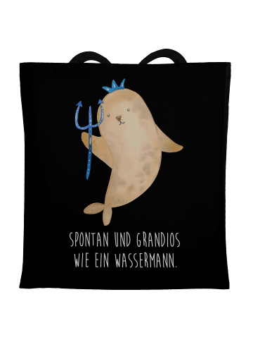 Mr. & Mrs. Panda Laptoptasche Sternzeichen Wassermann mit Spruch in Schwarz