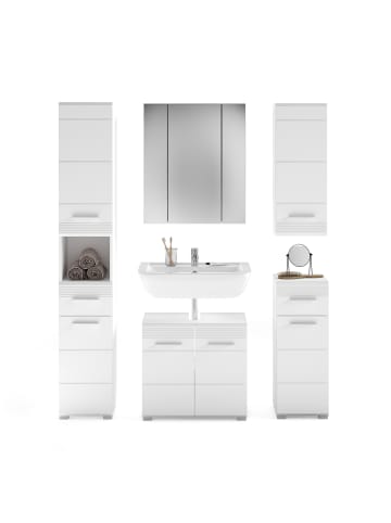 xonox.home Badkombination in weiß/weiß hochglanz - (B) 151 x (H) 182 x (T) 34