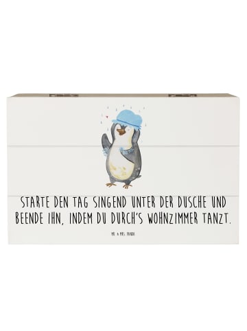 Mr. & Mrs. Panda Schatztruhe Pinguin Duschen mit Spruch in Weiß