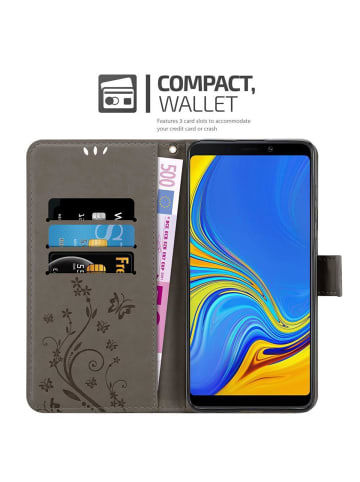 cadorabo Hülle für Samsung Galaxy A9 2018 Blumen Design in FLORAL GRAU